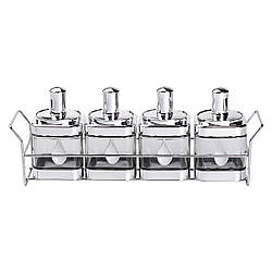 Набір банок для сипучих продуктів 4 штуки 350 мл скляні на підставці HP-1340