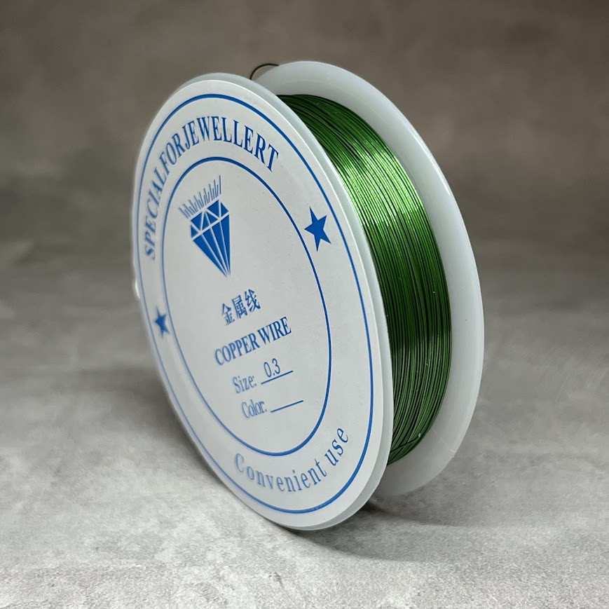 Дріт для бісероплетіння, Ø 0,3 мм, зелений, ~46 м, 1 бобіна, Зелений, фото 1