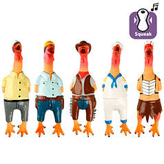 Іграшка для собак Flamingo Chicken Village People латексна з пищалкою 7 х 5 х 24 см