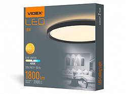 Світильник світлодіодний круглий накладний з декоративною підсвіткою 18W 4000K IP20 DL3R чорний (VL-DL3R-184B) VIDEX