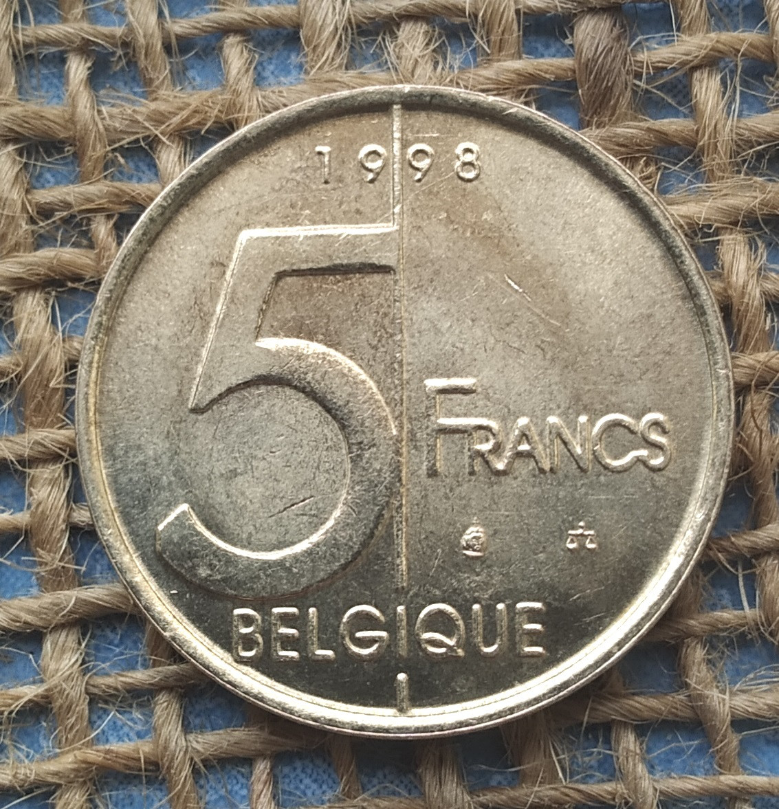 5 франкiв 1998 року. Бельгiя, фото 1