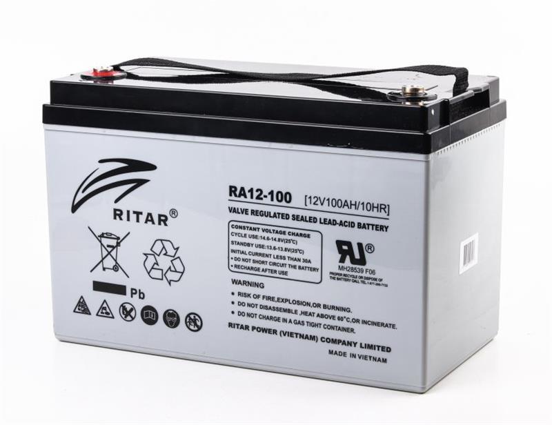 Акумуляторна батарея Ritar 12 V 100 AH AGM (RA12-100) для ДБЖ, охоронних систем і телекомунікацій, фото 1