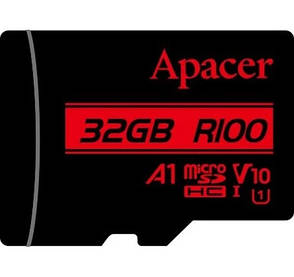 Карта пам'яті Apacer microSDHC UHS-I 32GB R100 V10 A1 + SD adapter, флешка пам'яті мікро sd + адаптер, фото 2