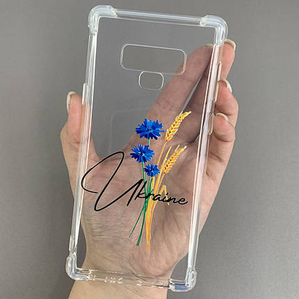 Чохол для Samsung Galaxy Note 9 чохол з принтом колосків з волошкою з бронь кутами прозорий q08q, фото 1