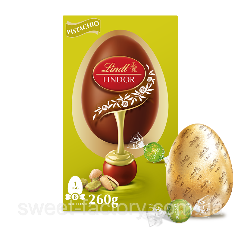 Шоколадне яйце Lindt Lindor Pistachio Easter Egg 260g, фото 1