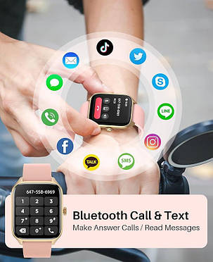 SOUYIE Smartwatch Women Men Smart Watch з функцією телефона, 1,96-дюймовий сенсорний HD-екран фітнес-годинник, фото 3