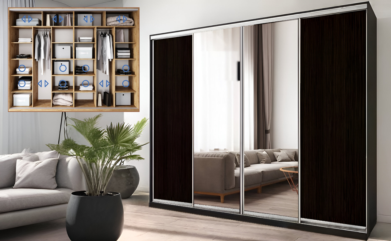 Шафа купе чотиридверна Новатор Н 4306, ДСП-18мм, фото 1