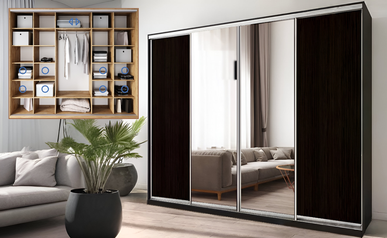 Шафа купе чотиридверна Новатор Н 3286, ДСП-18мм, фото 1