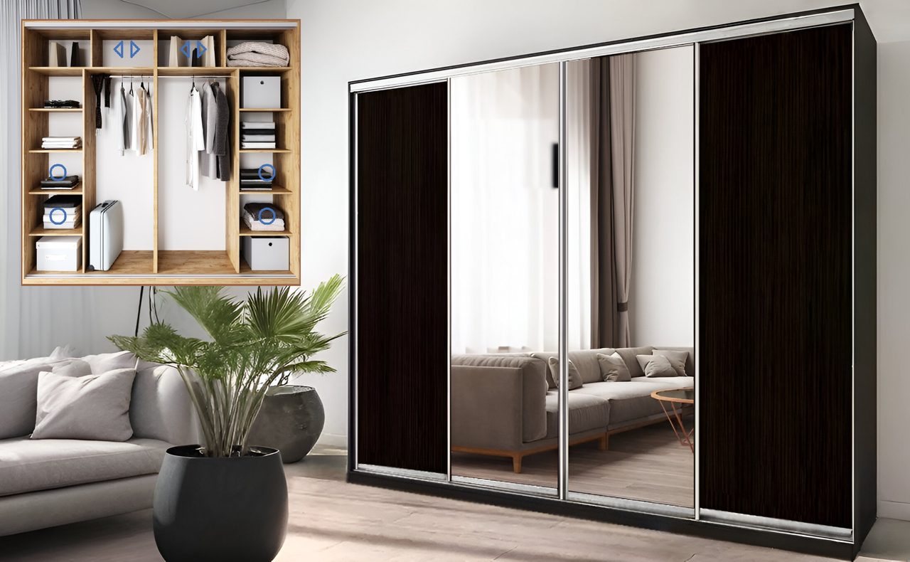 Шафа купе чотиридверна Віват ВН 256, ДСП-18мм, фото 1