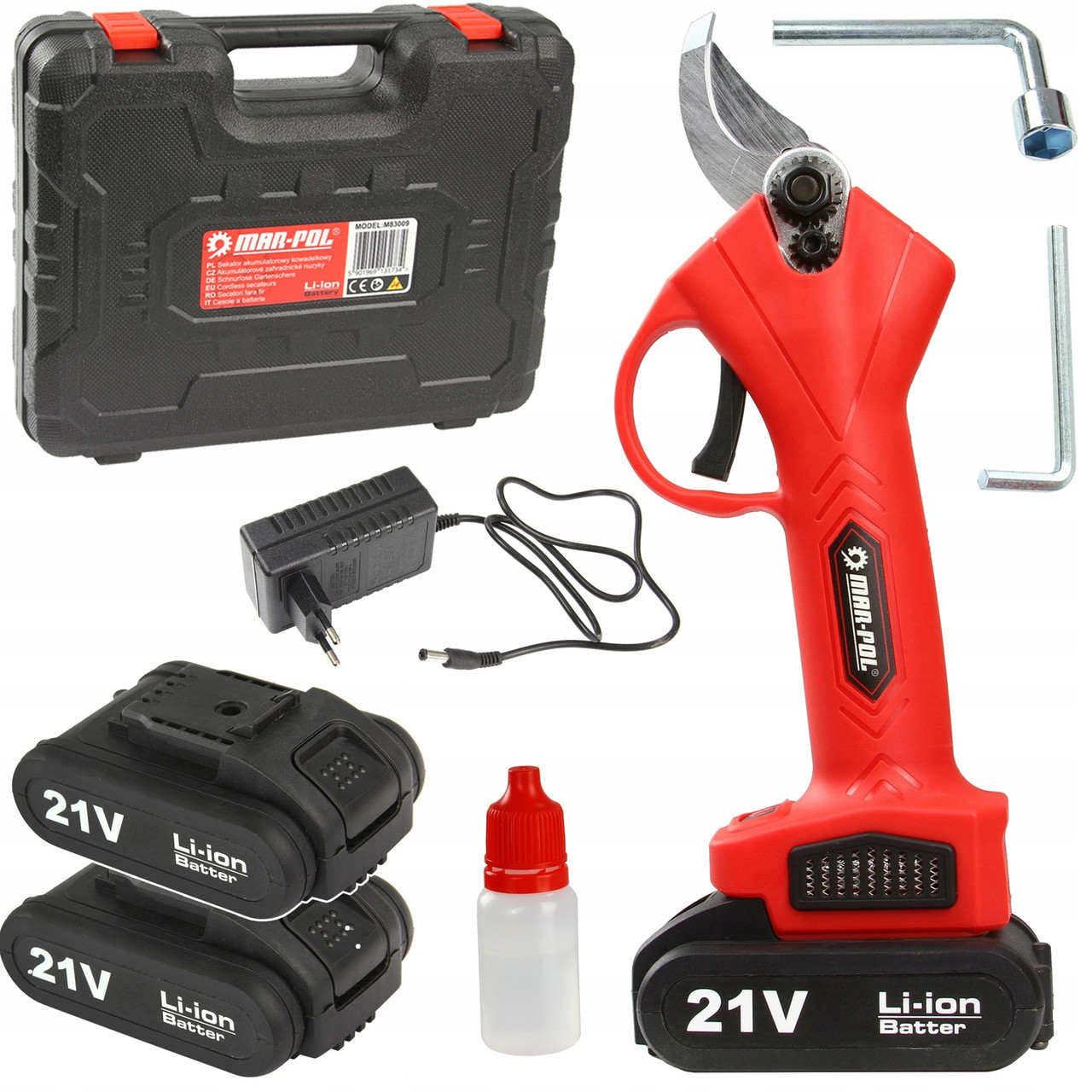 Секатор акумуляторний MAR-POL M83009 100Вт 25мм