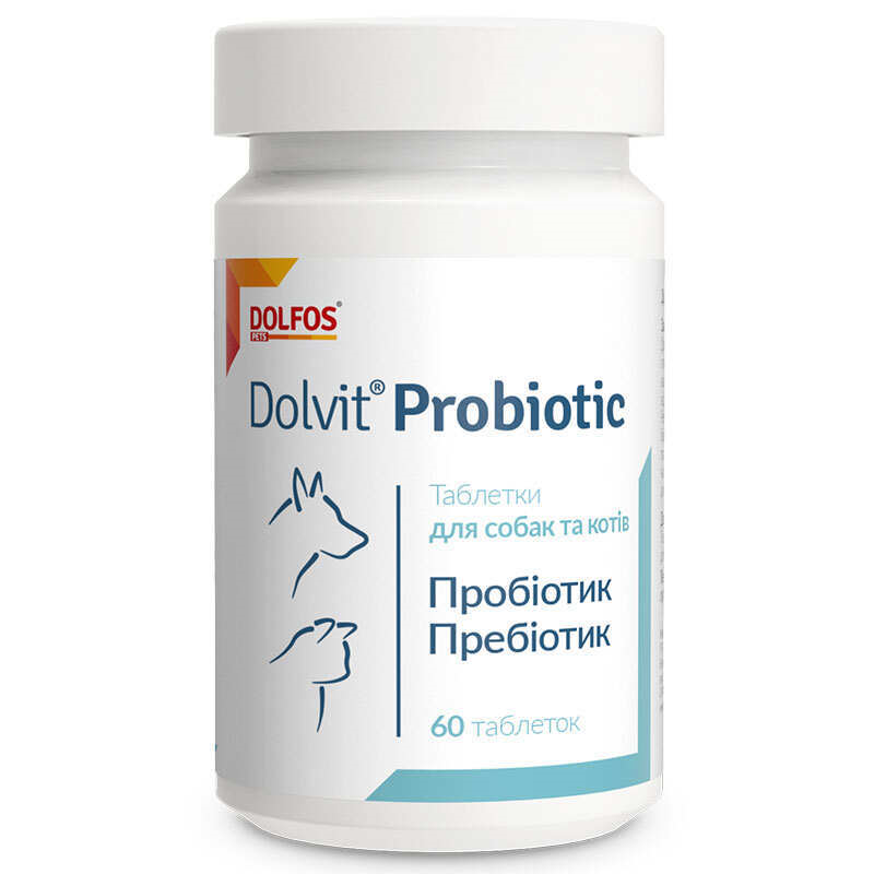 Dolfos Dolvit Probiotic (Дольфос Доввіт Пробіотик) пробіотик для собак і котів у разі дисбактеріозу 60 таб