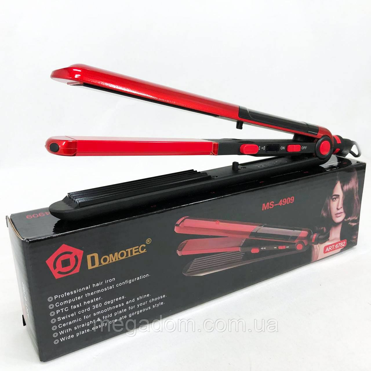 Ергономічний випрямляч випрямляч Domotec MS-4909, Випрямляч плойка випрямляча, Праска RM-885 для вирівнювання