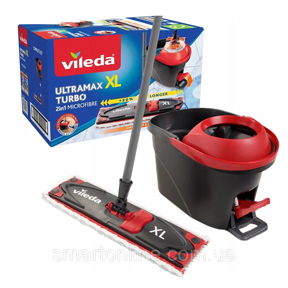 Набір для прибирання Vileda Ultramax Turbo XL Швабра + відро з віджиманням, фото 1