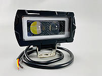 LED-фара прямокутна + DRL 2 led chip (об'ємна лінза) 10-80V жовтий і біле світло + кріплення, фото 4