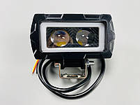 LED-фара прямокутна + DRL 2 led chip (об'ємна лінза) 10-80V жовтий і біле світло + кріплення, фото 9