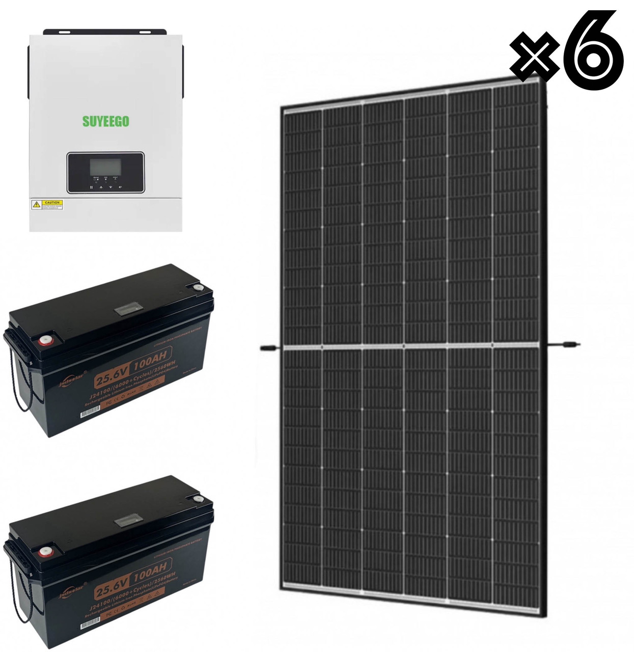 Інвертор 3кВт 24V + Сонячні панелі 445Вт + LiFePO4 акумулятор 24V 100Ah + Кабель 500mm (резервне живлення для квартири)