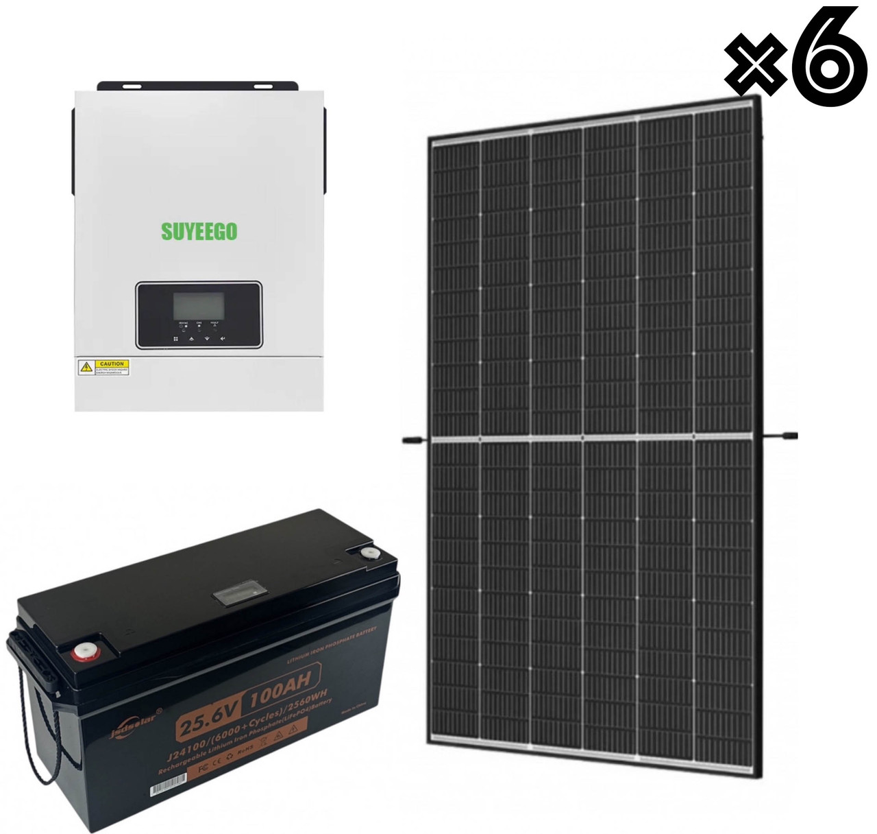 Інвертор 3кВт з акумулятором LiFePO4 24V 100Ah (зарядна станція) + Сонячна панель 445Вт монокристалічна