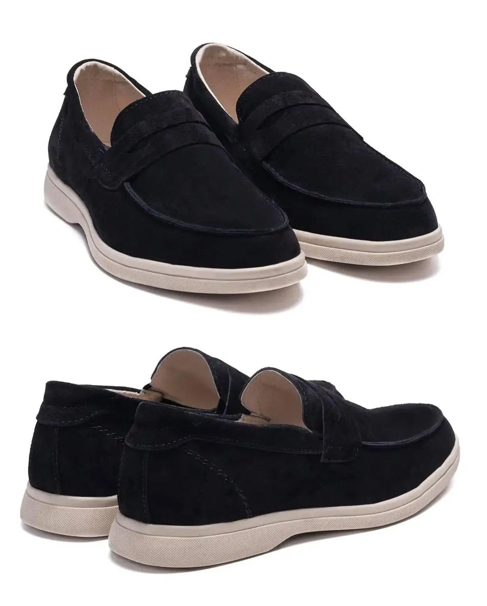 Чоловічі шкіряні замша повсякденні лофери L108 год Black, чоловічі туфлі замшеві чорні. Чоловіче взуття, фото 1