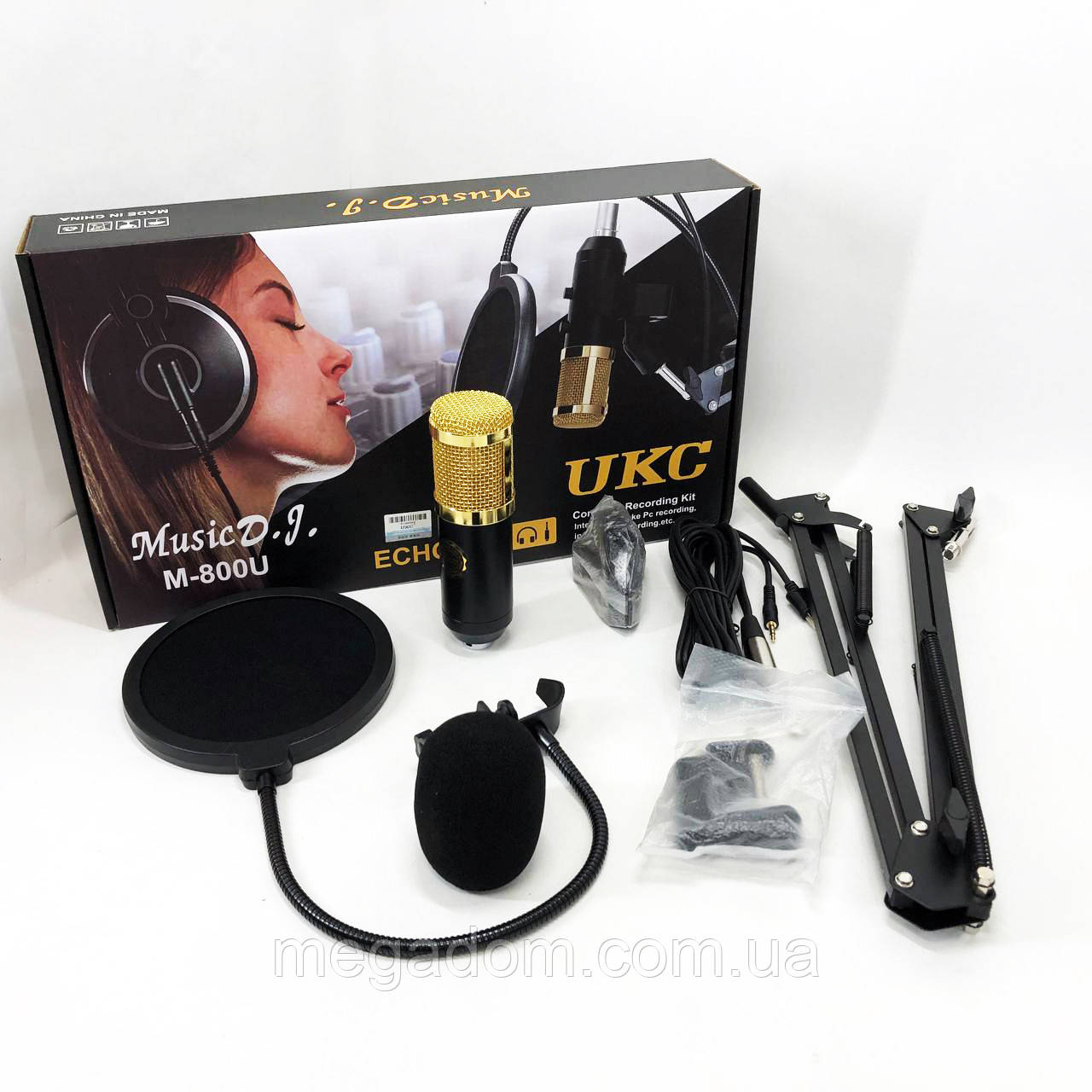 Мікрофон Студійний конденсаторний Music DJ. M-800U зі стійким YK-316 та вітрозахистом