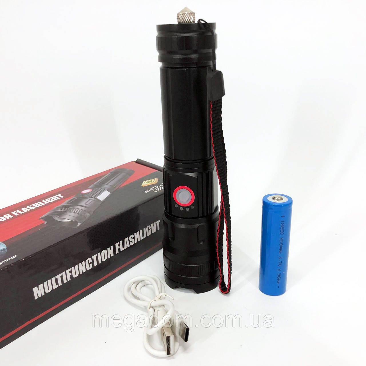 Ліхтарик кишеньковий світлодіодний Police BL-6525-GT100 з ремінцем та PW-930 функцією зуму