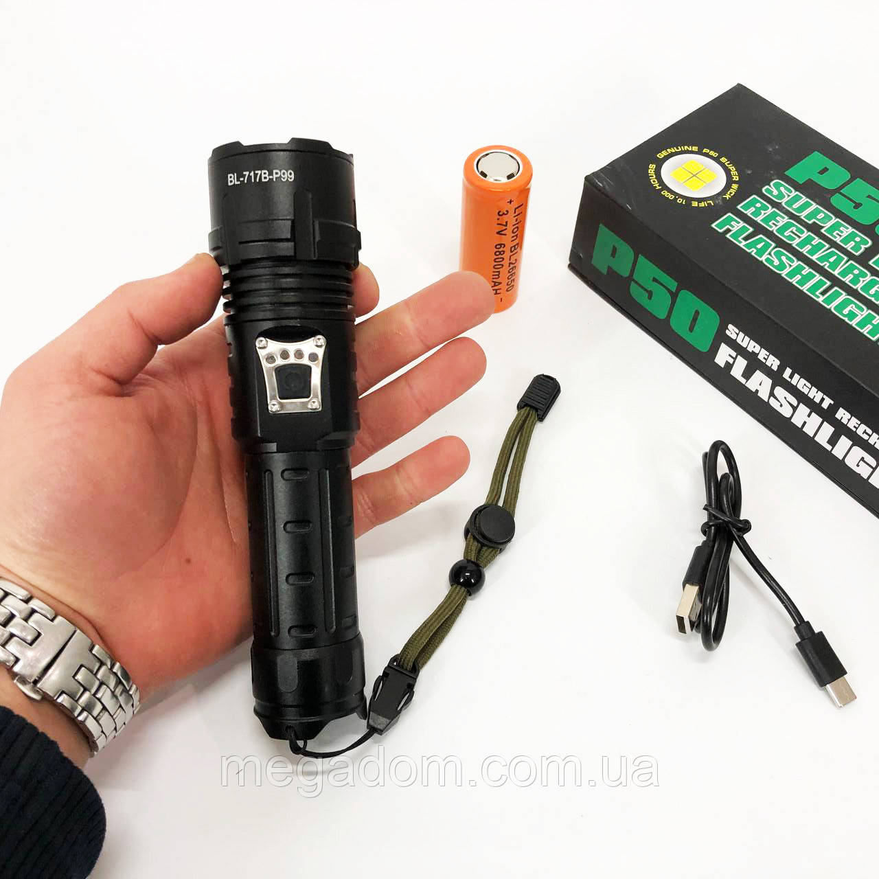 Тактичний ліхтар police Police BL-717B-P99, Ручний ліхтар з високою яскравістю, UX-272 Ліхтарик поліцейський