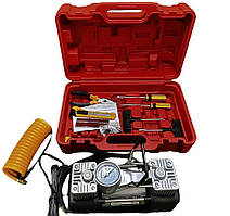 Автокомпресор двопоршневий з набором інструментів у кейсі 12 V 30 A 85 л/хв