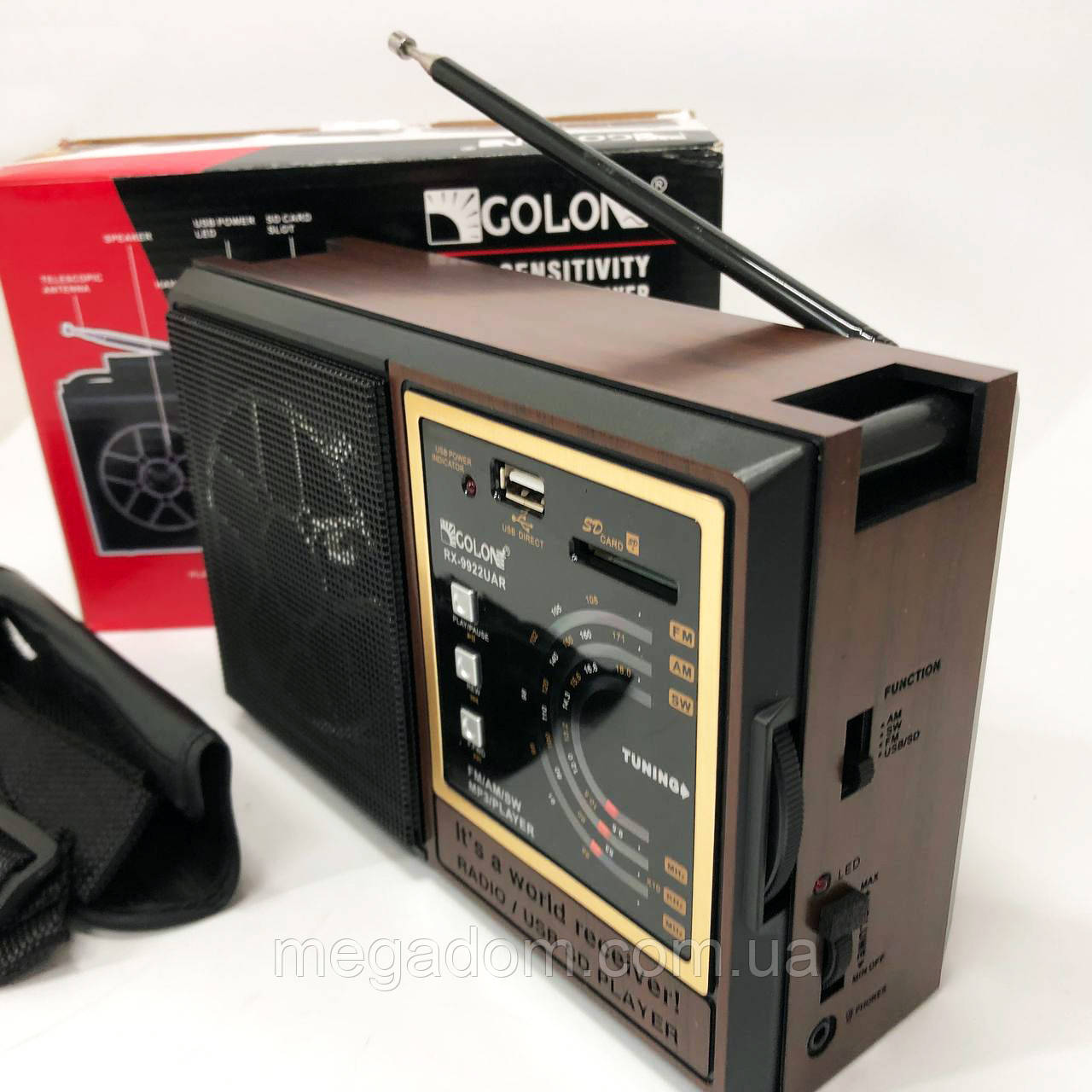 Переносний приймач fm am GOLON RX-9922UAR, Фм радіо з mp3 програвачем, GN-336 Радіо дачі