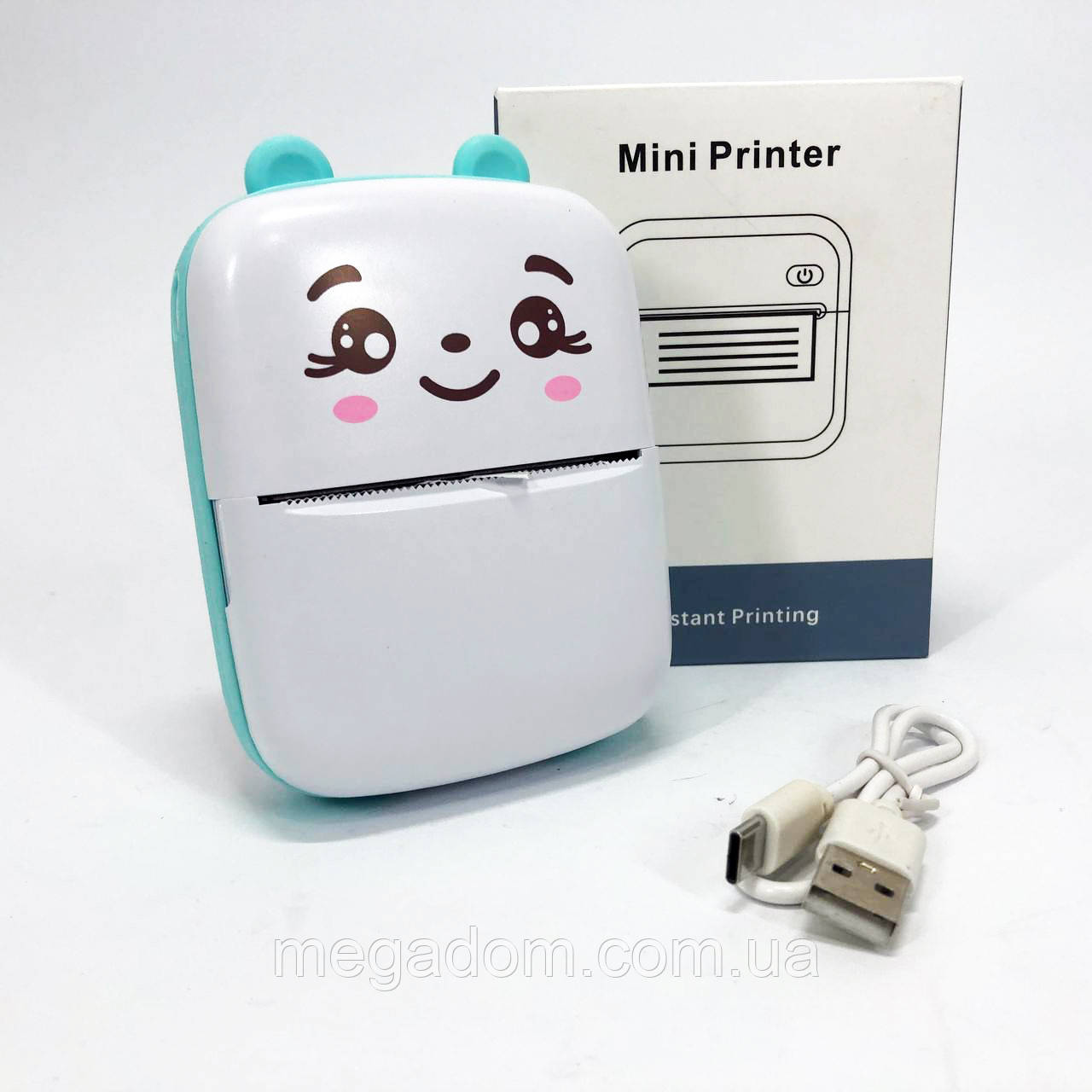 Портативний мініпринтер Mini printer з Bluetooth для термодруку без чорнила зі смартфона. XL-136 Колір: блакитний