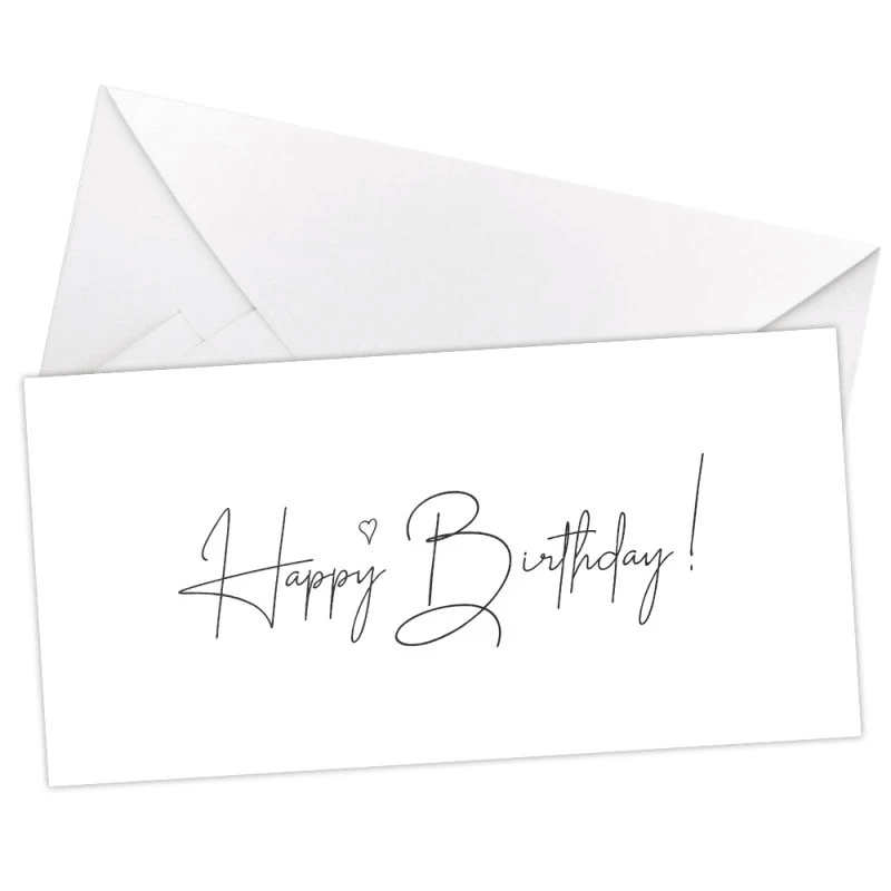 Паперовий конверт на гроші "Happy Birthday" білий з сердечком 1шт.