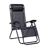 Крісло шезлонг релакс с3029 розмір 1090x640x790 мм чорного кольору для відпочинку на дачі або в саду lamp