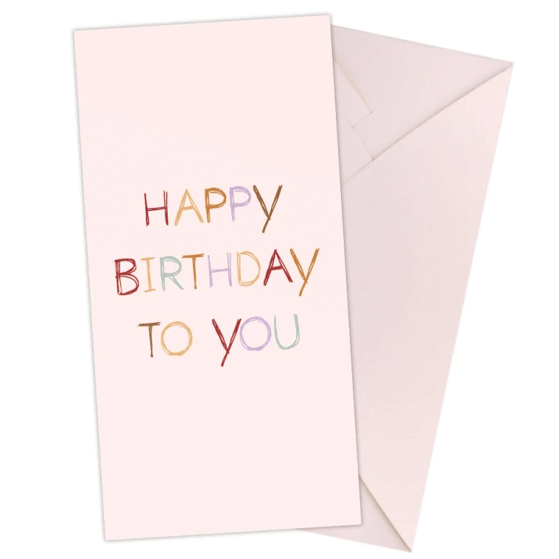 Паперовий конверт на гроші "Happy Birthday to you" рожевий 1шт.