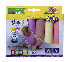 Крейда кольорова 6шт ZB.6710-99 JUMBO BABY Line (1/56/1856)
