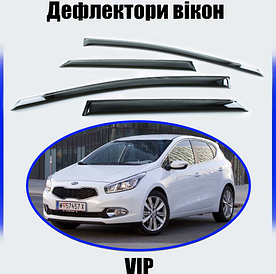Дефлектори вікон, вітровики Kia Ceed II хетчбек 2012-2018 (скотч) VIP