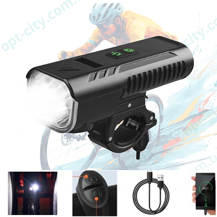 Велосипедный фонарь велофара с сигналом аккумуляторный FY-336 Power Bank выносная кнопка 8 режимов мощный свет, фото 1