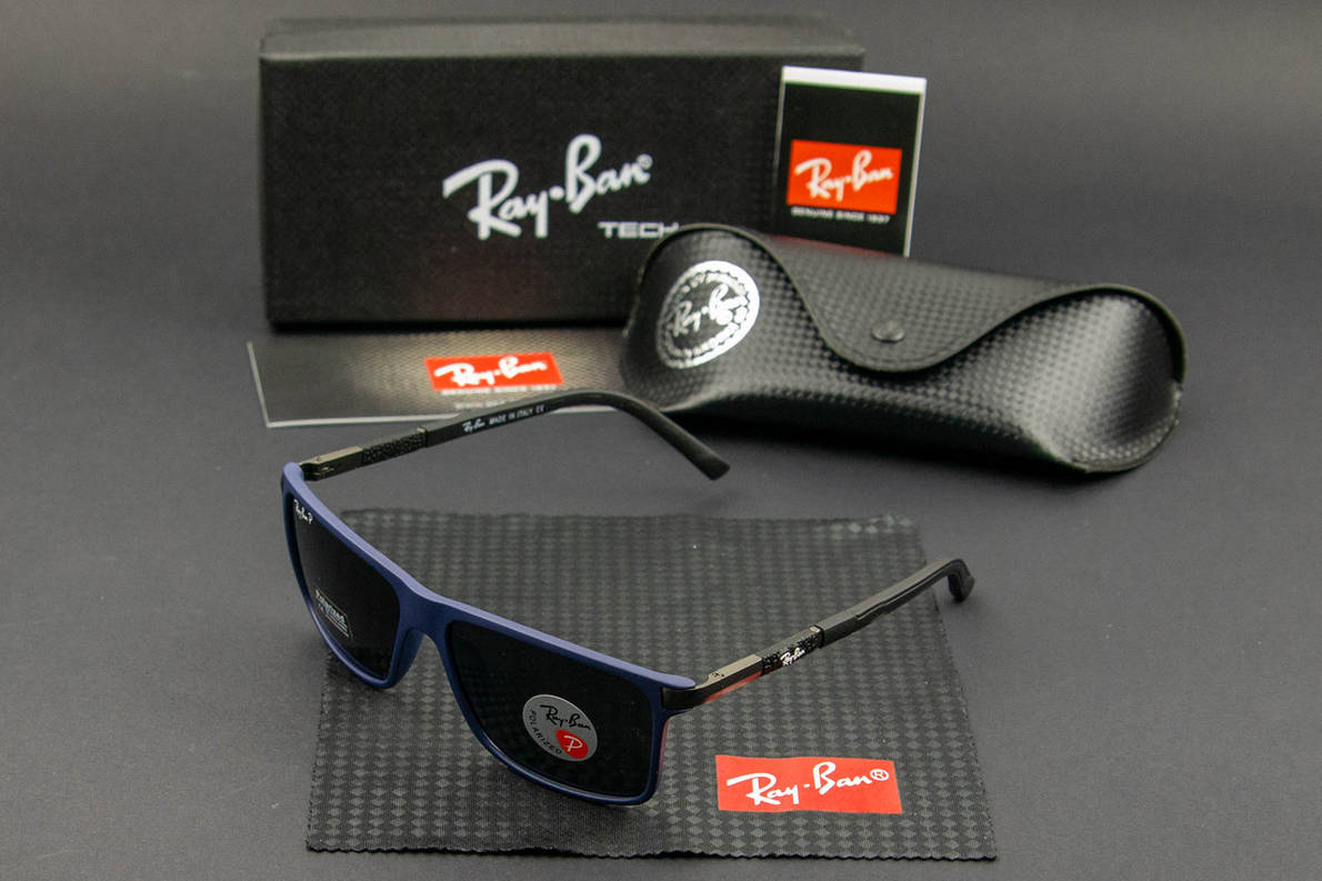 Сонцезахисні окуляри RAY BAN поляризаційні (арт. RB4347) синя оправа/чорні завушники, фото 1