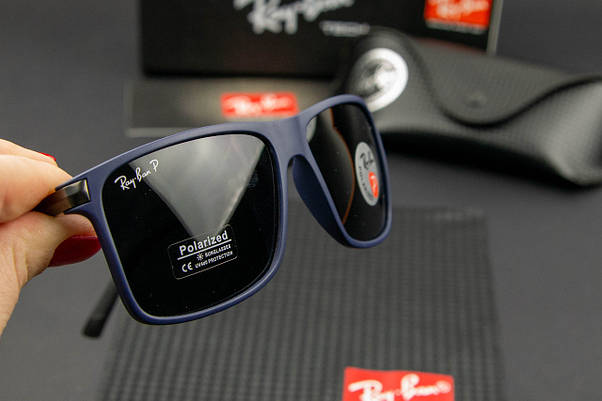 Сонцезахисні окуляри RAY BAN поляризаційні (арт. RB4347) синя оправа/чорні завушники, фото 5