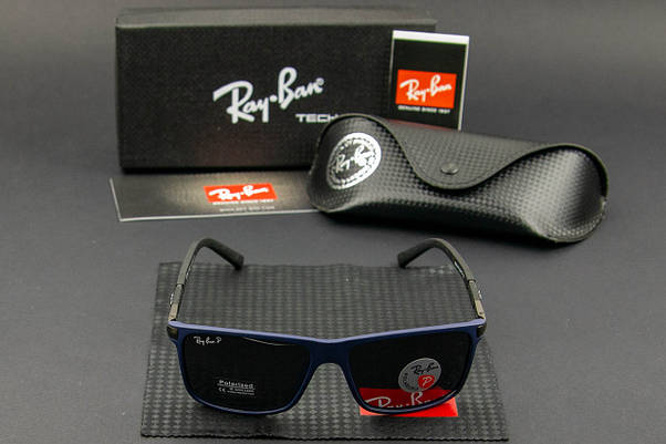 Сонцезахисні окуляри RAY BAN поляризаційні (арт. RB4347) синя оправа/чорні завушники, фото 3