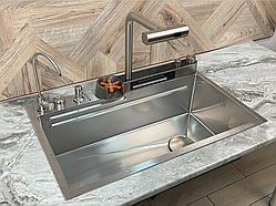 Кухонна мийка з нержавіючої сталі Kroner Platinum Handmade SP7545DB Brushed Silver