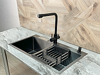 Ручна кухонна мийка Kroner Handmade SP8045 Nano Black