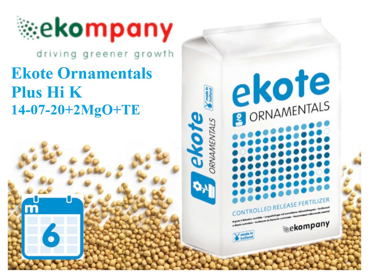 Добриво Ekote Ornamentals Plus Hi K 14-07-20+2MgO+TE (6 місяців) Екоте для контейнерних рослин, 25 кг
