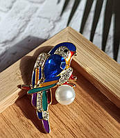 Брошка Яскравий папуга синій BRS008