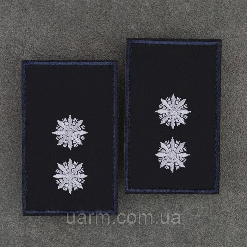 Погони НПУ Лейтенант комплект 2шт темно синій (вороняче крило) 8 х 5 см, фото 1