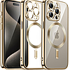 Прозорий ударостійкий чохол MagSafe iPhone 15 Pro Max із золотими краями і захистом камери золотий чохол на айфон 15 про макс, фото 10