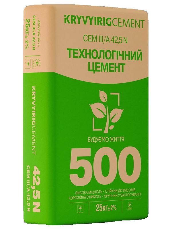 Цемент CEM III/A 42.5N (M500), упаковка 25 кг