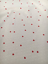 Батист (бавовняна тканина ) червоні сердечка на білому