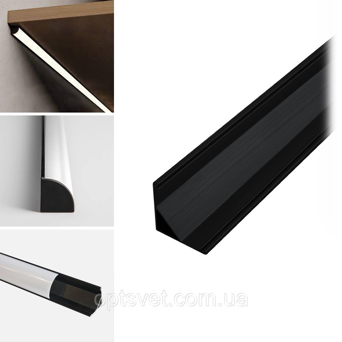 Профіль алюмінієвий BIOM кутовий ЛПУ16B 16х16 чорний (палка 2м), м, фото 1