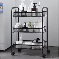 Кухонний стелаж на колесах з трьома полицями Ruhhy 24749 Black Польща