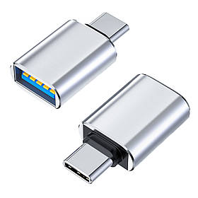 Перехідник OTG USB 3.0 USB-A(мама) Type-c(тато) Сірий