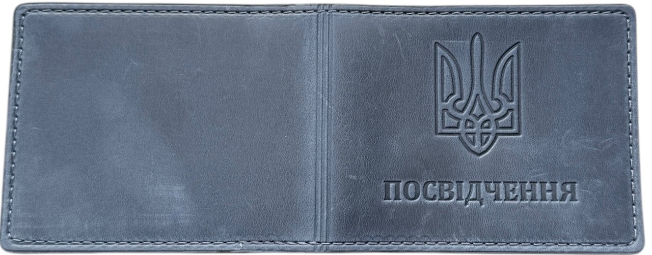 Шкіряна обкладинка на посвідчення (210*80 MM) колір синій, фото 1