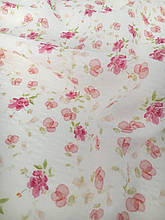 Батист (бавовняна тканина), щільність 90г/м2, ширина 145см, акварельні квіти на білому